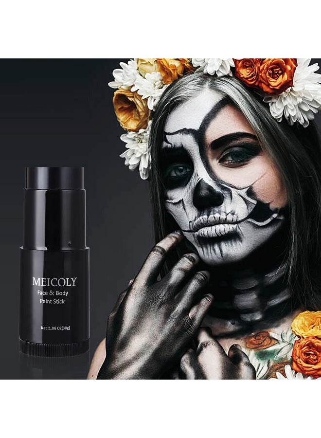 MEICOLY Black Face Paint Stick(1.06 Oz),Grease Waterproof Black Body Paint Stick for Halloween SFX Skull Joker Zombie Vampire Skeleton Goth Spider Cosplay Makeup,Cream Clown Black Stick Clown Makeup - Image 2