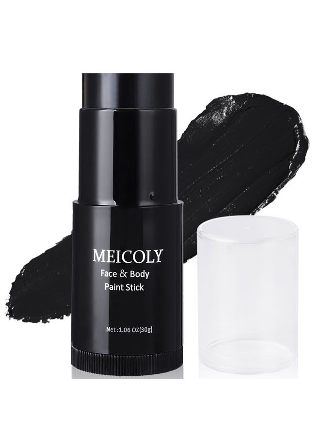 MEICOLY Black Face Paint Stick(1.06 Oz),Grease Waterproof Black Body Paint Stick for Halloween SFX Skull Joker Zombie Vampire Skeleton Goth Spider Cosplay Makeup,Cream Clown Black Stick Clown Makeup - Image 1