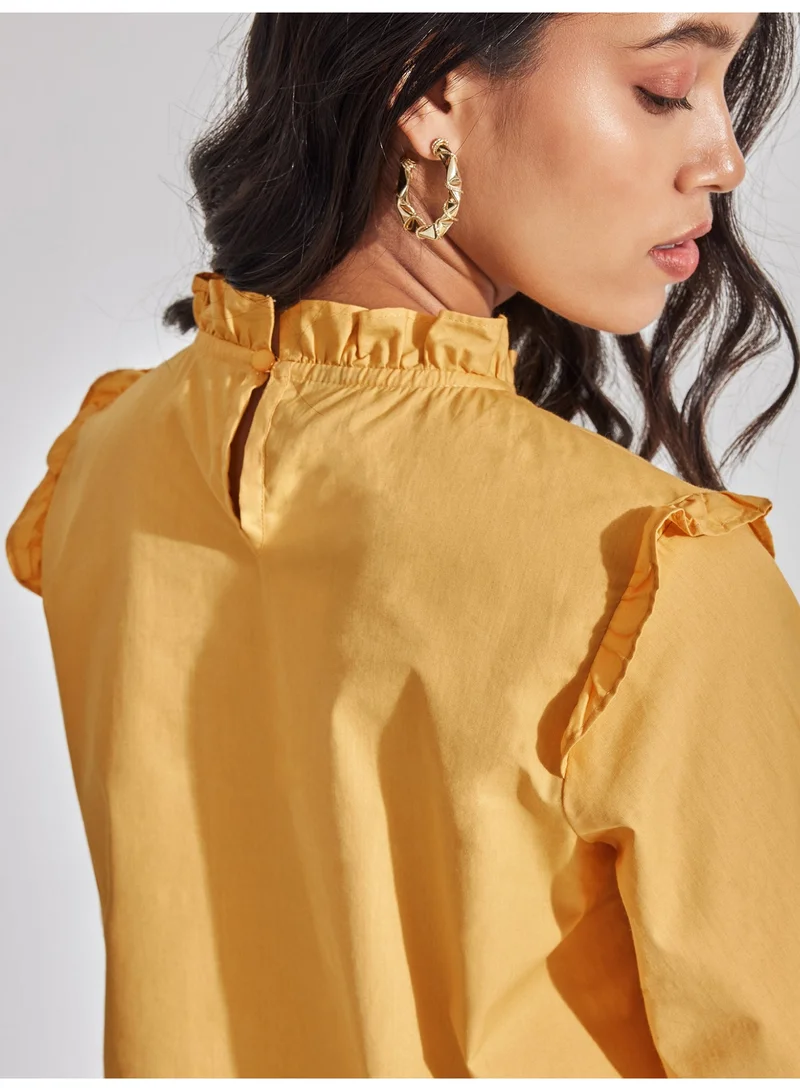 The Label Life Pintuck Ruffled Blouse