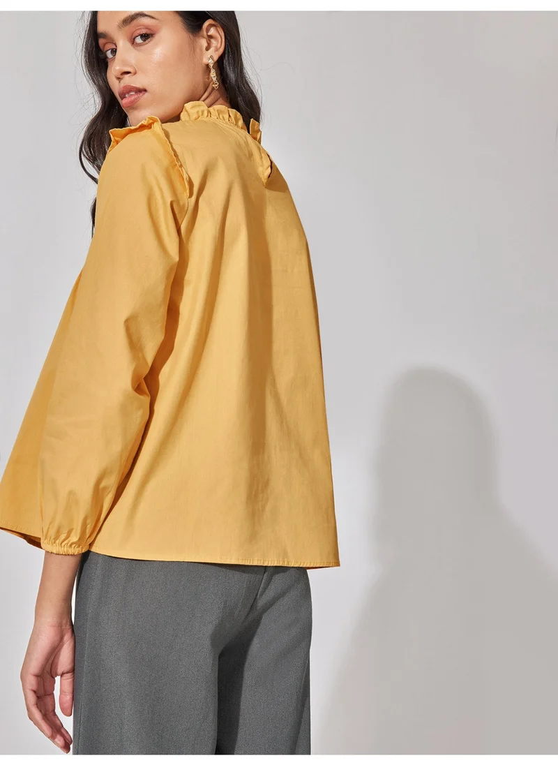 The Label Life Honey Pintuck Ruffled Blouse