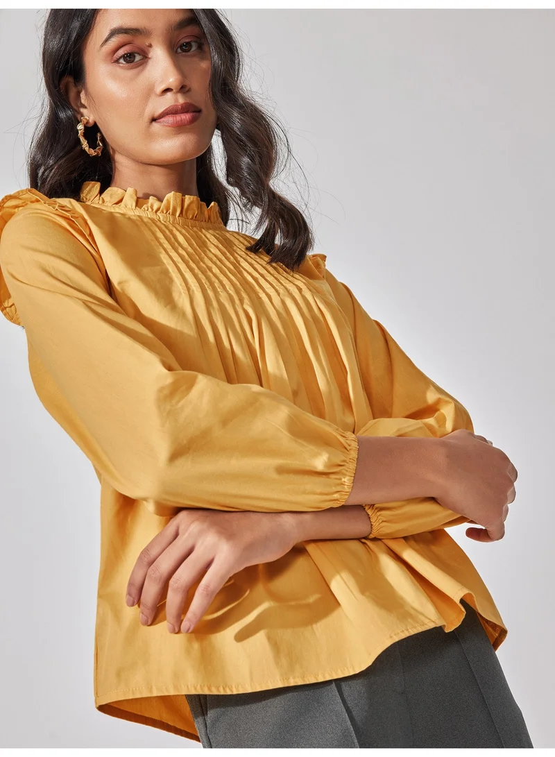 The Label Life Pintuck Ruffled Blouse