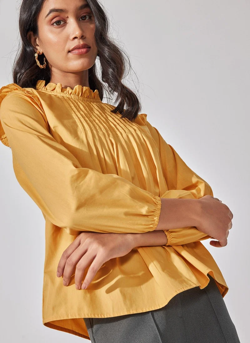 ذا ليبل لايف Honey Pintuck Ruffled Blouse