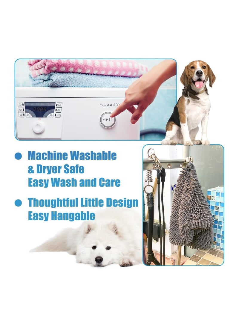 SYOSI Chenille Dog Drying Towel Super Absorbent Microfiber Dog Bath Towels for Drying Dogs Cats Shammy Clean Gloves for Pet Puppy Kitten Paws Machine Washable Grey 35x80cm - Image 5