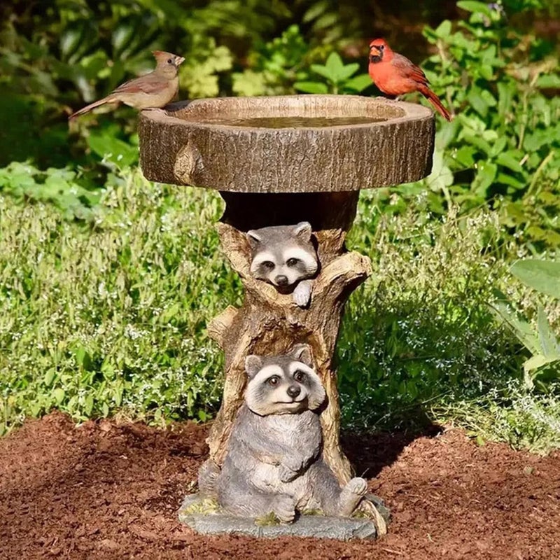 woobles Sunflower Bird Bath for Outdoor with Brown Pedestal Handmade Wild Bird Feeder Birdbath Bowls for Garden Polyresin Bird Feeder Outdoor Garden Lawn Yard Decorations (C) C - Image 1