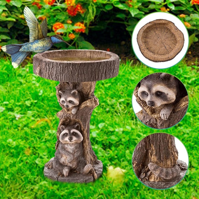 woobles Sunflower Bird Bath for Outdoor with Brown Pedestal Handmade Wild Bird Feeder Birdbath Bowls for Garden Polyresin Bird Feeder Outdoor Garden Lawn Yard Decorations (C) C - Image 2