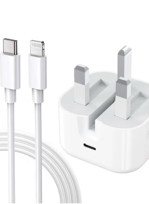 20W iPhone Fast Charger | Fast USB C Wall Charger with 1m USB C to Lightning Cable Compatible with iPhone 14/14 Pro/14 Pro Max/13/12/SE2020/11/XR/XS Max/X/iPad