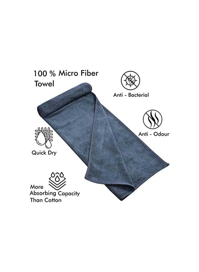 The Bros Microfiber Bath Towel Beach Towel Micro Fiber Bath Sheet Soft and Durable 80X170 cm (Grey) - Image 2