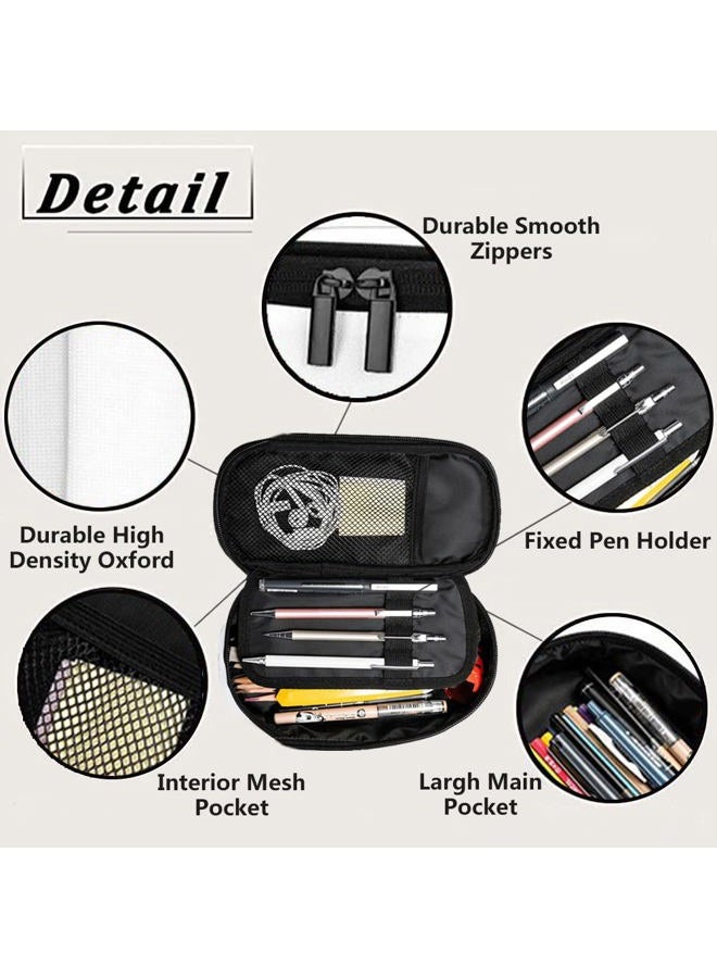 Yekiua Human Skeleton Posing Pen Bag Rock Roll Skull Boho Hippie Large Pencil Case Big Capacity Pencil Pouch Pencil Holder Black - Image 3