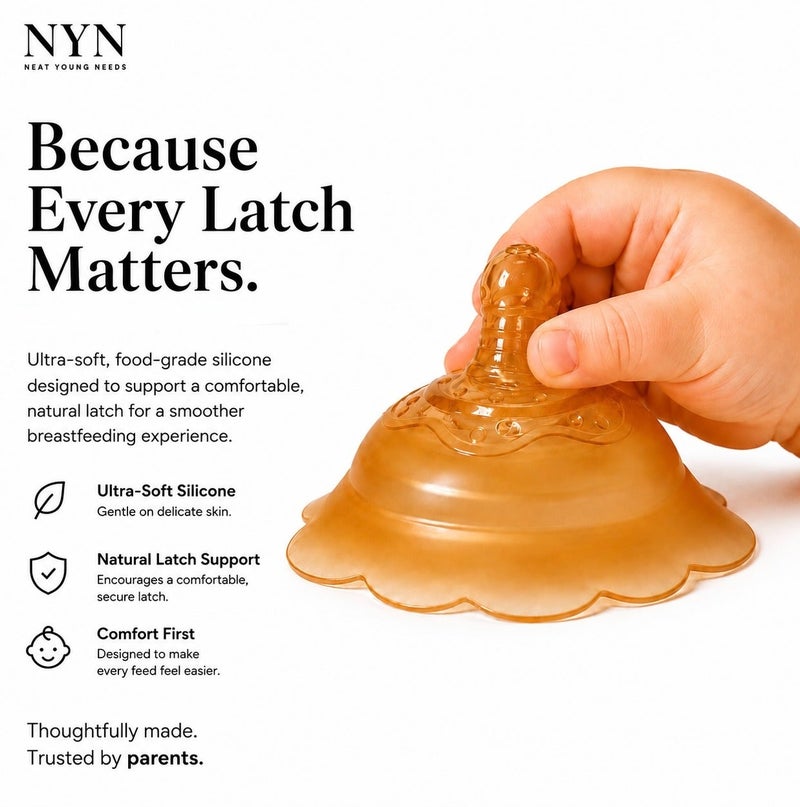 نت يونغ نيدس واقي حلمة سيليكون للرضاعة الطبيعية من NYN | واقي ناعم ومرن للرضاعة | دعم مريح للأم والطفل - Image 3