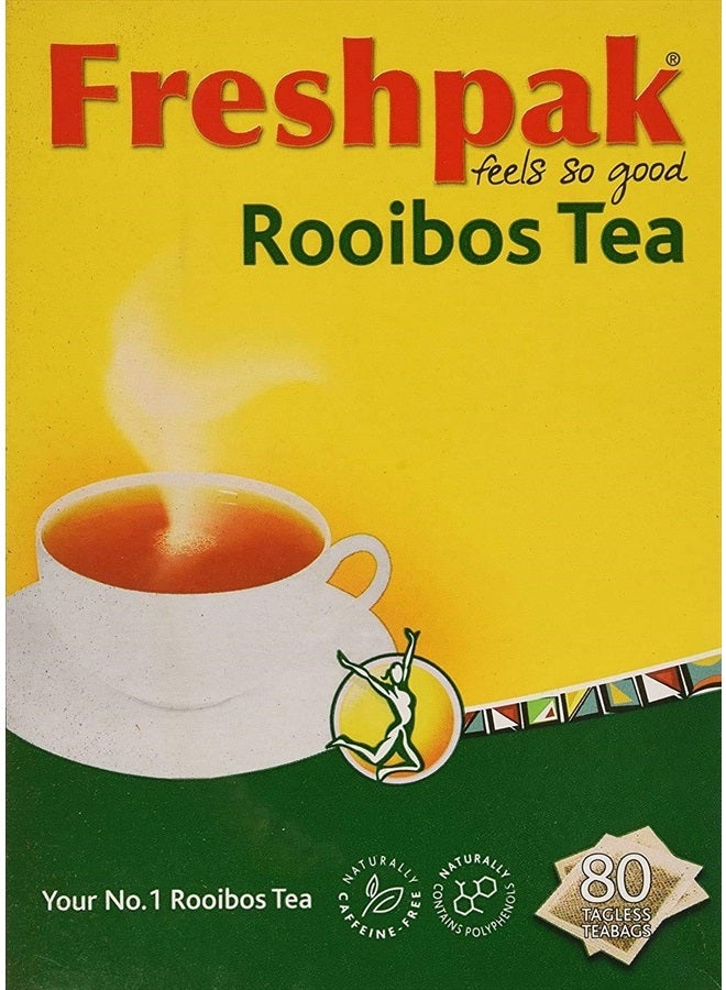 FRESHPAK Freshpak Pure Rooibos Tea 80 Tagless Bags, Pure Rooibos and No Rooibos Infusion, New Packaging (Pack of 3)  - Image 1