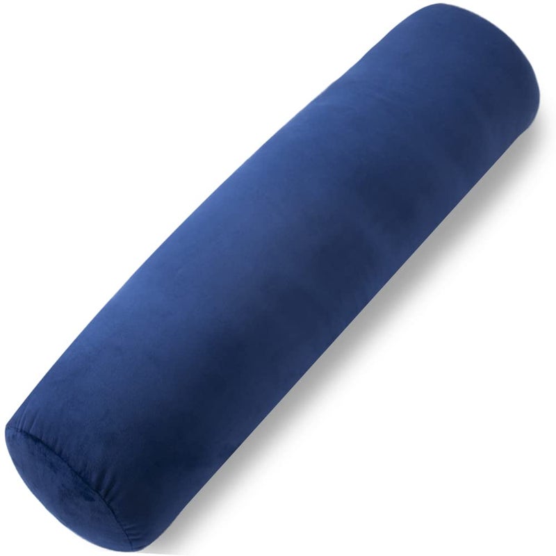 1 MIDDLE ONE Body Pillow for Adults, Bolster Pillow with Removable Velvet Cover, Long Round Cervical Roll Pillow, 35 x 7.87 Inches, Blue - Image 1