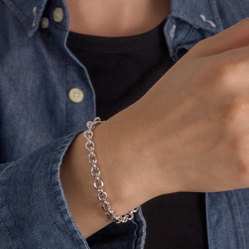 Dankadi 925 Sterling Silver Classic Round Cable Wire Link Bracelet Women Cuban Curb Oval Belcher Link Chain 5.9 to 9 in For Men 24k Gold Plated Cuff Jewelry Gift (6MM Silver, 5.9 inch) - Image 4