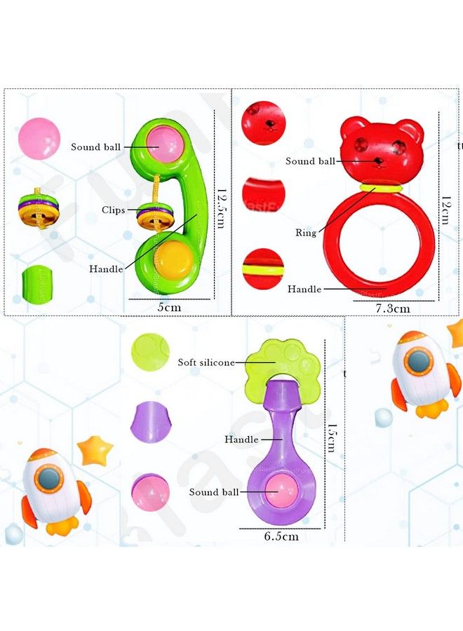 FunBlast طقم جرس للأطفال 0-6 أشهر ألعاب جرس وألعاب مضغ للأطفال ألعاب جرس للأطفال حديثي الولادة ألعاب تطوير مبكر للأطفال هدايا عودة للأطفال هدايا حفلات الأطفال مجموعة من 3 قطع - Image 3