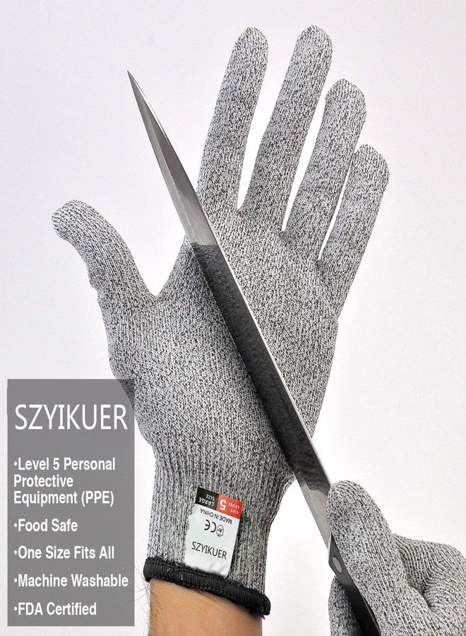 SZYIKUER قفازات SZYIKUER المقاومة للقطع، 4 قطع (مقاس متوسط + كبير)، مستوى حماية اليدين من الدرجة الخامسة، قفازات مطبخ مقاومة للقطع (كبير + متوسط) - Image 4
