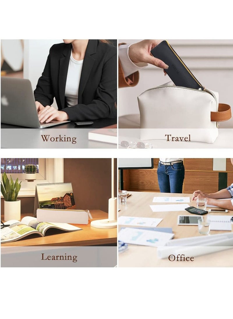 Excefore PU Leather Pencil Case, Small Simple Pencil Pouch, Makeup Pouch, Cosmetic Pouch, Waterproof Organizer Storage Bag for Women Men (4pcs, 4 Colors)  - Image 5
