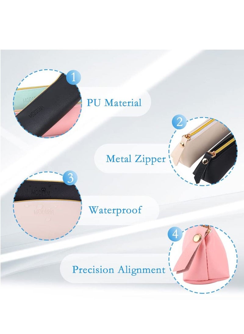 Excefore PU Leather Pencil Case, Small Simple Pencil Pouch, Makeup Pouch, Cosmetic Pouch, Waterproof Organizer Storage Bag for Women Men (4pcs, 4 Colors)  - Image 4