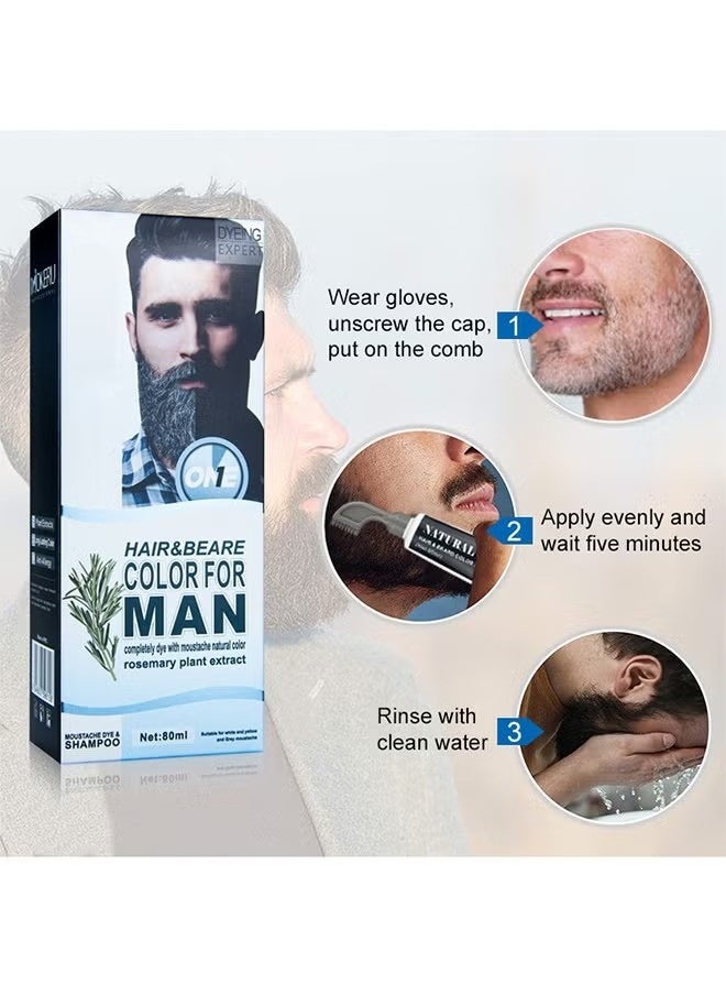 EELHOE Hair & Beare Color For Man,Rosemary 2 in 1 Beard Dye ,Effective Enhance Facial Hair (Natural Black)  - Image 5