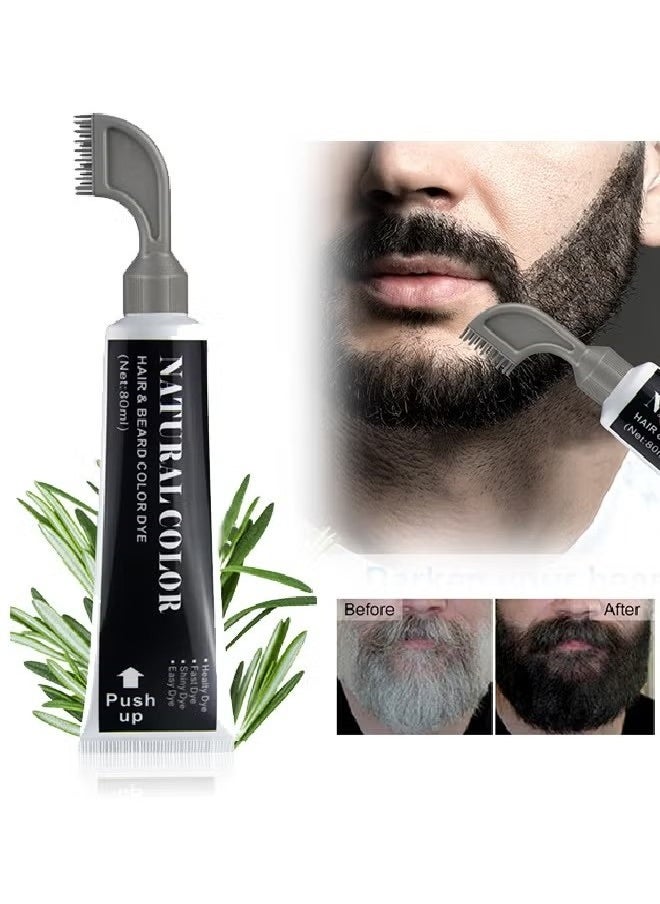 EELHOE Hair & Beare Color For Man,Rosemary 2 in 1 Beard Dye ,Effective Enhance Facial Hair (Natural Black)  - Image 1
