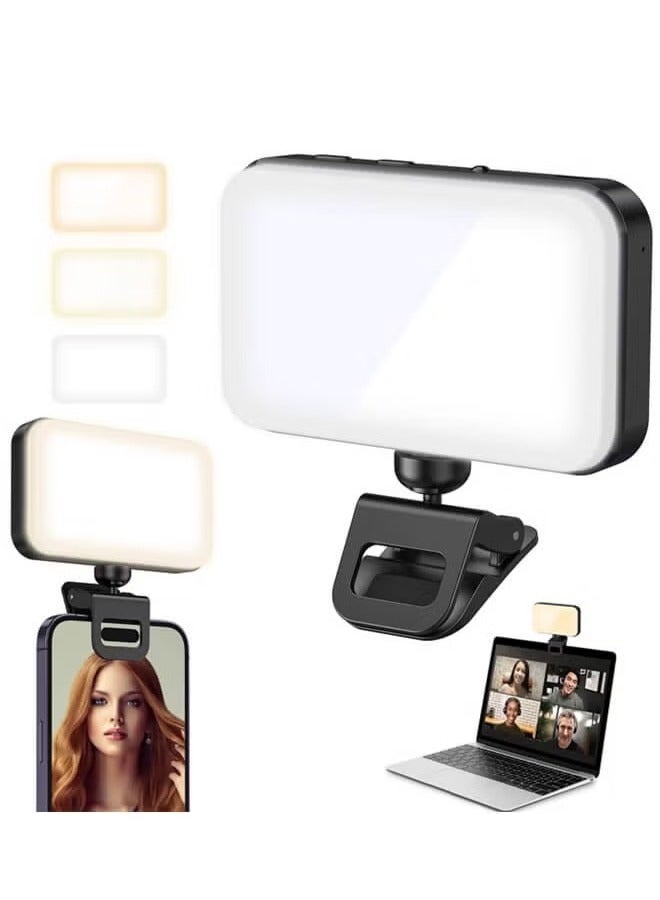 Arabest Photography Light Clip on Phone Laptop For Selfie Live Broadcasting Confrence Online Lesson Makeup TikTok Videos High Brightness 66 Beads Multiple Modes Black - Image 1