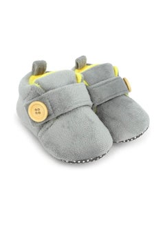 Superminis Superminis Unisex-baby's Bootie, Grey+Lemon, 6 - 12 Months  - Image 1