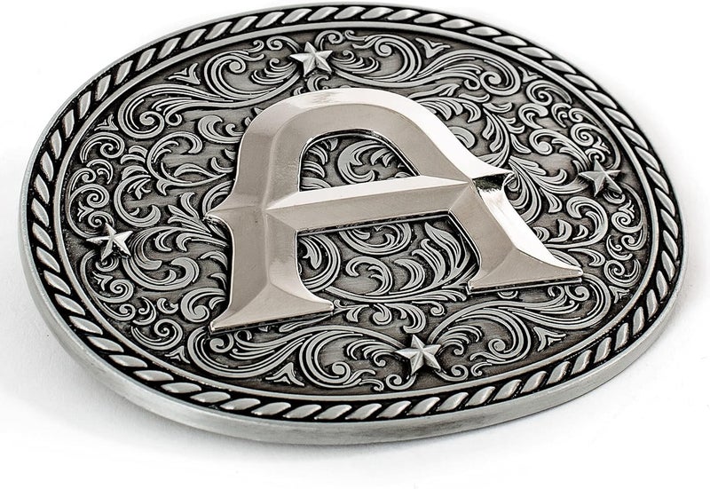 Itera Western Cowboy/Cowgirl Initial Belt Buckle-Silver- Large Letter Buckles for Men and Women - Custom Girls/Boys - Image 3