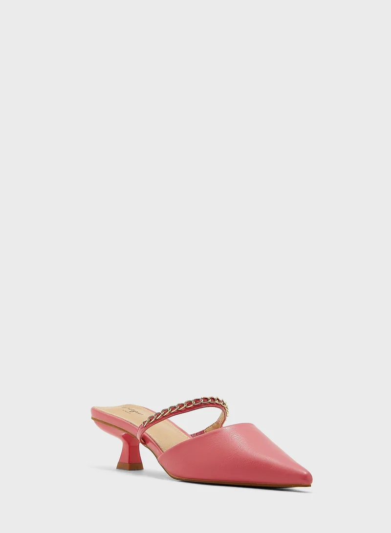 Ginger Chain Detail Slip On Pointed Pump