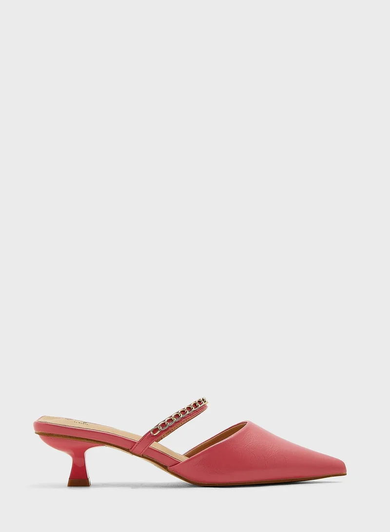 Ginger Chain Detail Slip On Pointed Pump