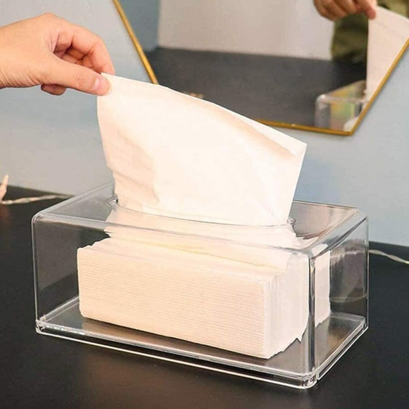 Acrylic Tissue Box Holder Rectangular 22x12x9cm for Bathroom Kitchen Office - Image 4