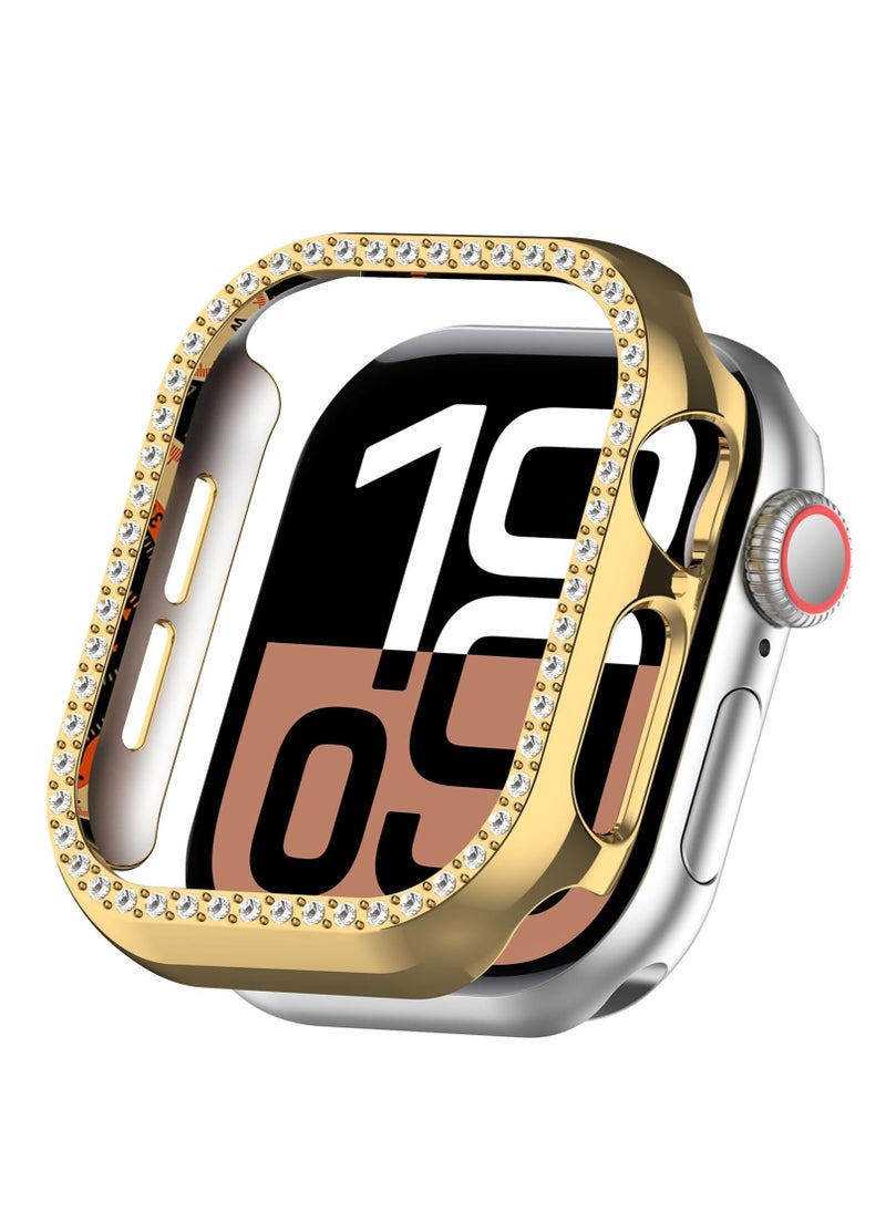 Generic - Bling Case for Apple Watch Series 10 42mm, Glitter Hard PC Cover with Tempered Glass Screen Protector, Crystal Diamonds Bumper Film for Women Girls, Apple Watch Case Series 10 42mm-gold - Image 1