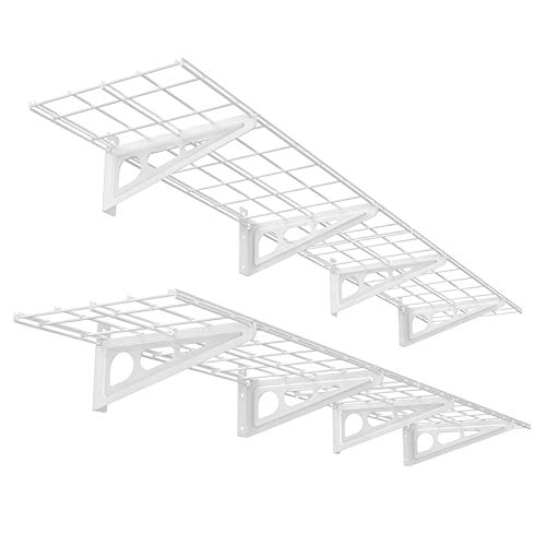 FLEXIMOUNTS FLEXIMOUNTS 12inchby72inch Wall Shelf Garage Storage Rack Wall Mounted Floating Shelves1x6ft white 2Pack 