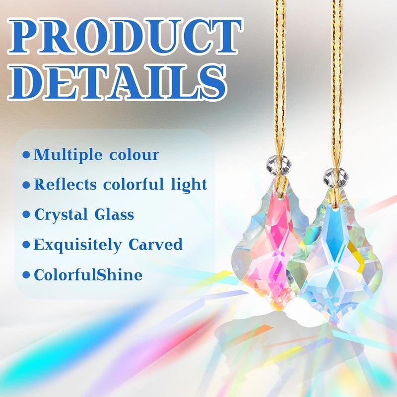 Shappy 24 Pcs Christmas Hanging Crystals Beads Colorful Chandelier Lamp Teardrop Prism Pendant Parts 1.5 Inch Glass Crystal Suncatcher Crystal Ornaments for Wedding Window Tree Decoration, 12 Colors - Image 4