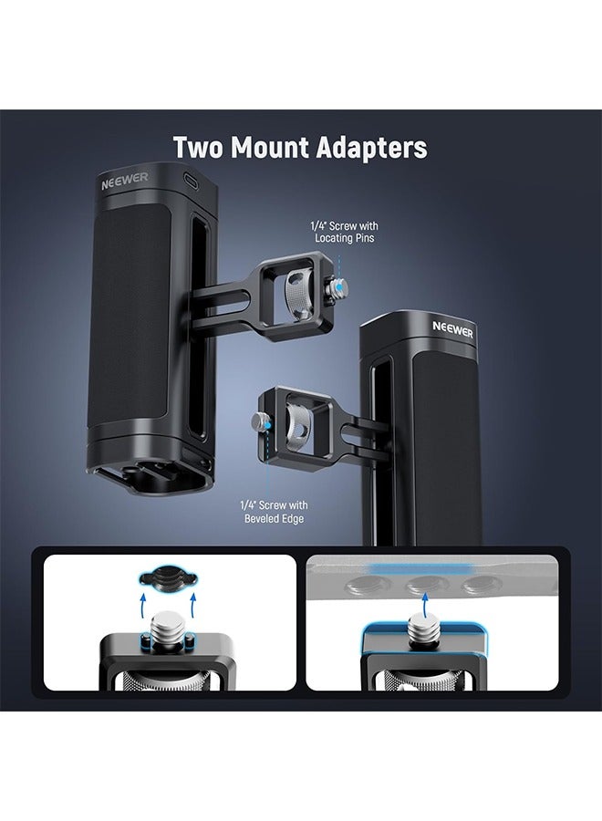 Neewer NEEWER Side Handle Grip with Wireless Remote Control on Shutter Trigger for Smartphone Cage Video Rig, 2 Mount Adapters with 1/4 Screws  Locating Pins, Compatible with SmallRig Cages, PA005E  - Image 2