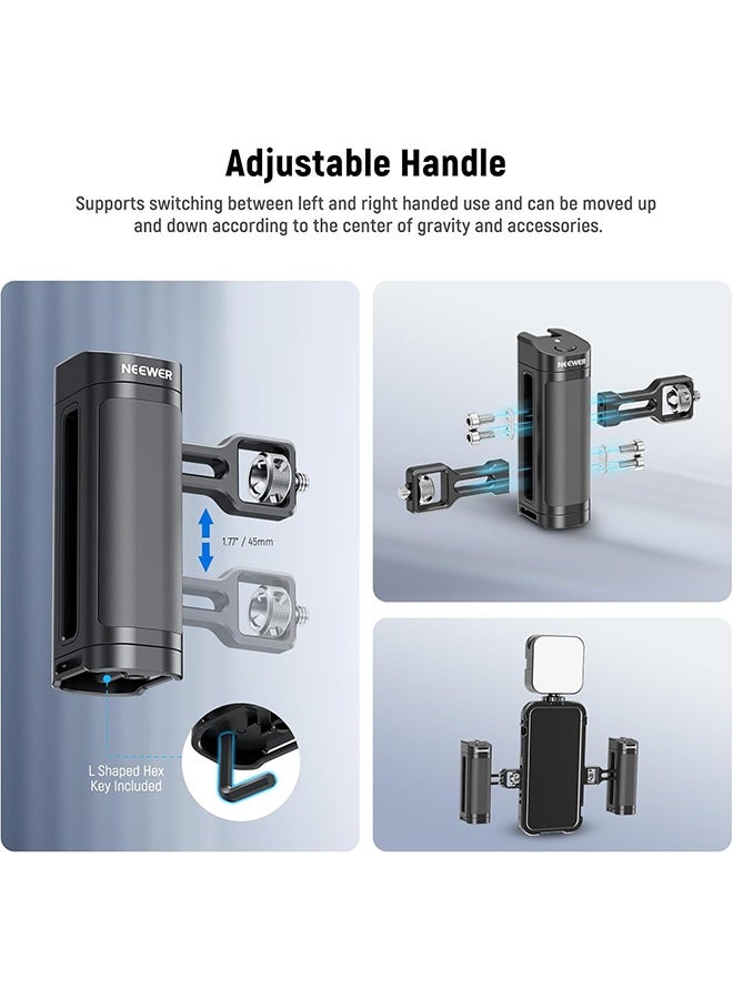 Neewer NEEWER Side Handle Grip with Wireless Remote Control on Shutter Trigger for Smartphone Cage Video Rig, 2 Mount Adapters with 1/4 Screws  Locating Pins, Compatible with SmallRig Cages, PA005E  - Image 4