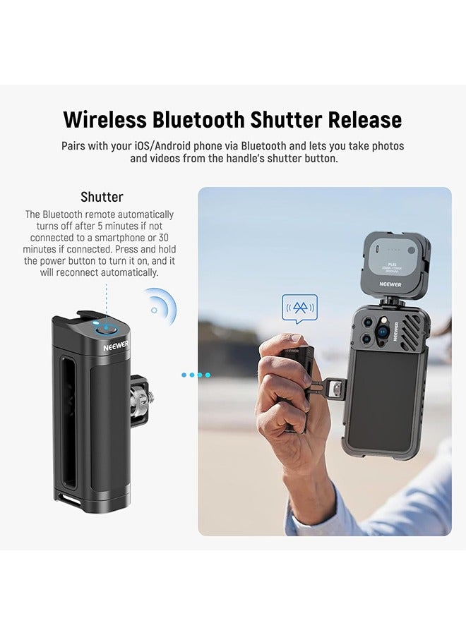 Neewer NEEWER Side Handle Grip with Wireless Remote Control on Shutter Trigger for Smartphone Cage Video Rig, 2 Mount Adapters with 1/4 Screws  Locating Pins, Compatible with SmallRig Cages, PA005E  - Image 3