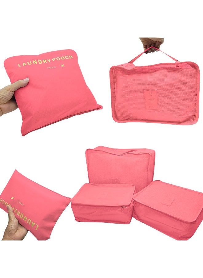 Arabest - 6PCS Set Travel Luggage Organizer Packing Cubes Set Storage Bag Waterproof Laundry Bag Traveling Accessories - Red - Image 1