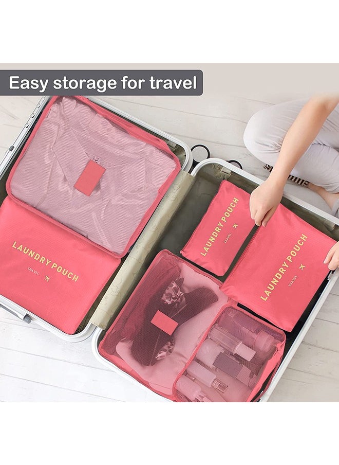 Arabest - 6PCS Set Travel Luggage Organizer Packing Cubes Set Storage Bag Waterproof Laundry Bag Traveling Accessories - Red - Image 1