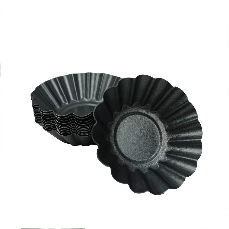 Proshopping 12 Pack Egg Tart Pan Nonstick Carbon Steel Tartlet Tins Mini Pie Mould Muffin Cupcake Pudding Baking Cup Maker  for Pies Chinese Egg Tart Cakes Big Size 3x 09