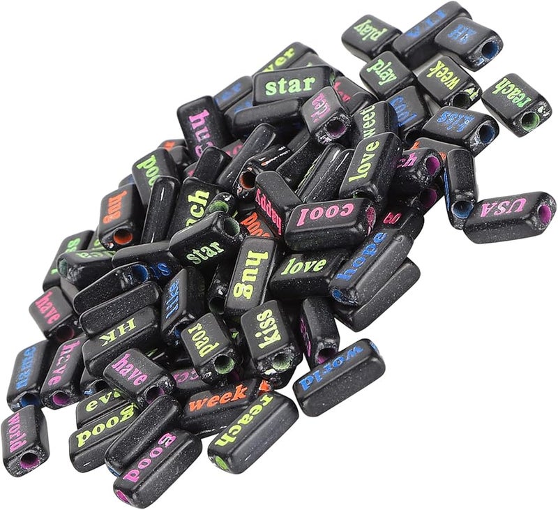 Neon Multicolor Alphabet Plastic Beads 100Pcs for Kids Jewelry Making Accessories - Image 5