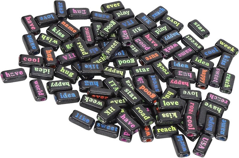 Neon Multicolor Alphabet Plastic Beads 100Pcs for Kids Jewelry Making Accessories - Image 2