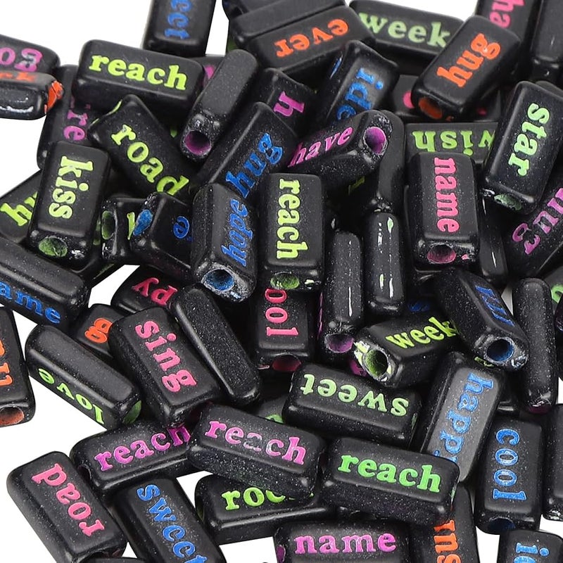 Neon Multicolor Alphabet Plastic Beads 100Pcs for Kids Jewelry Making Accessories - Image 3