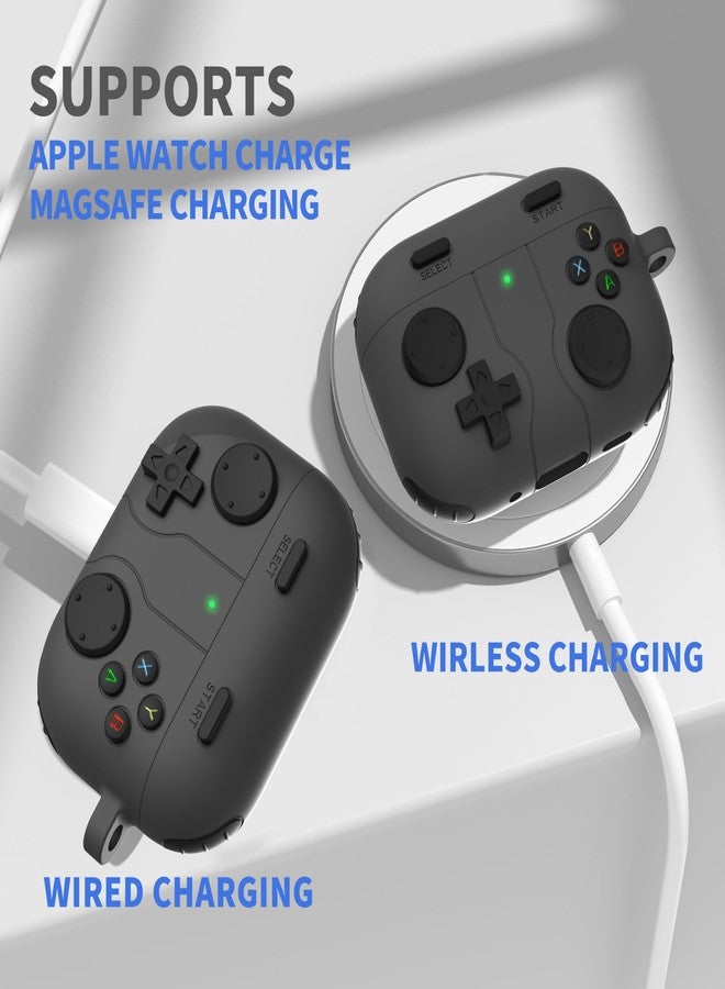 DamonLight for AirPods Pro 3 Case(2025) DamonLight Game Case Shock-Proof Protective Silicone with Cleaning Pen and Keychain Accessories for Apple Airpods Pro 3rd Generation (Black) - Image 4