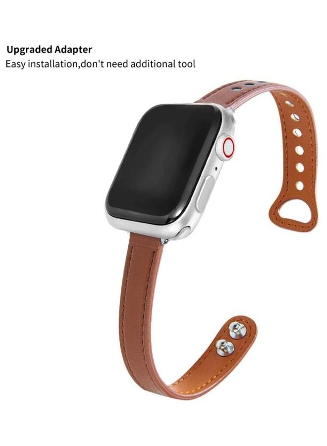 NIBEMINENT Leather Replacement Strap Watchband For Apple Watch Series 7/6/SE/5/4/3/2/1 38/40/41mm Pink - Image 4