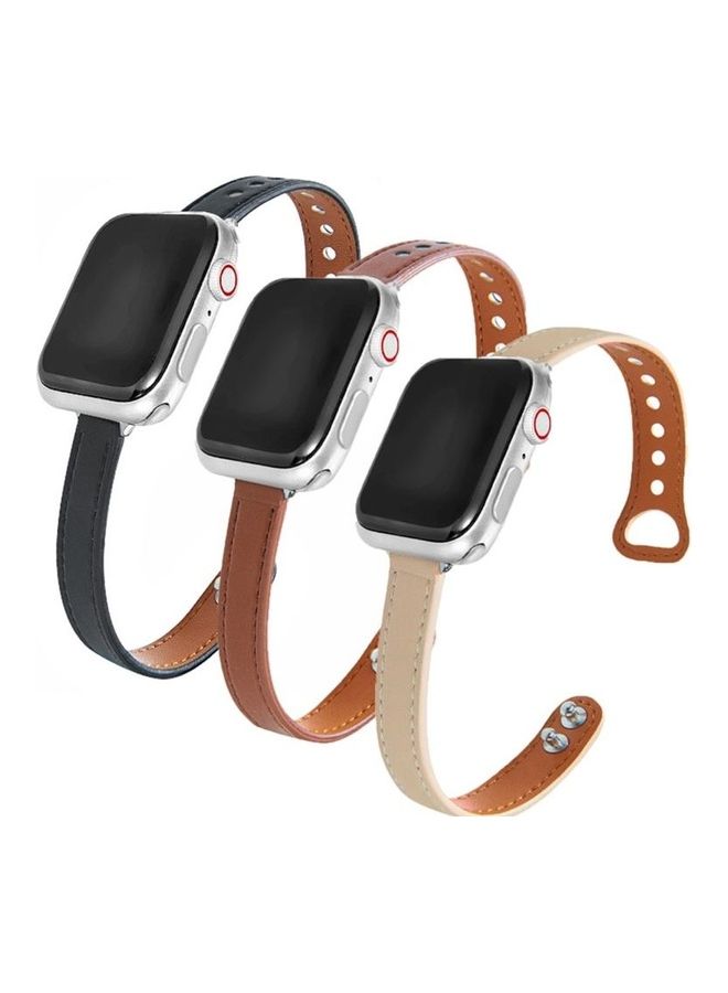 NIBEMINENT Leather Replacement Strap Watchband For Apple Watch Series 7/6/SE/5/4/3/2/1 38/40/41mm Pink - Image 3