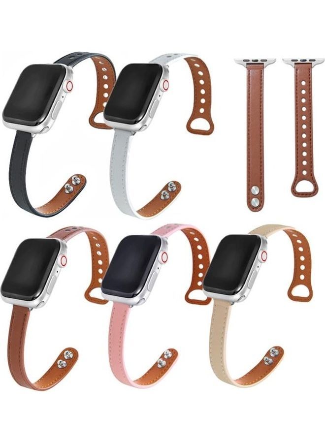 NIBEMINENT Leather Replacement Strap Watchband For Apple Watch Series 7/6/SE/5/4/3/2/1 38/40/41mm Pink - Image 2