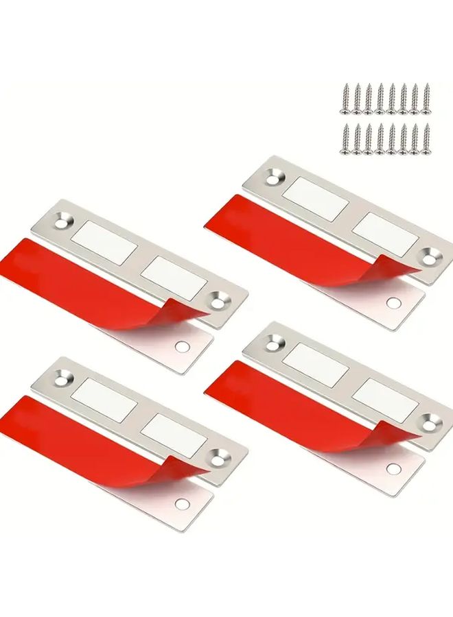 Silver 4 Piece Ultra Thin Magnetic Door Stops Cabinet Closets Wardrobes Easy Install - Image 2