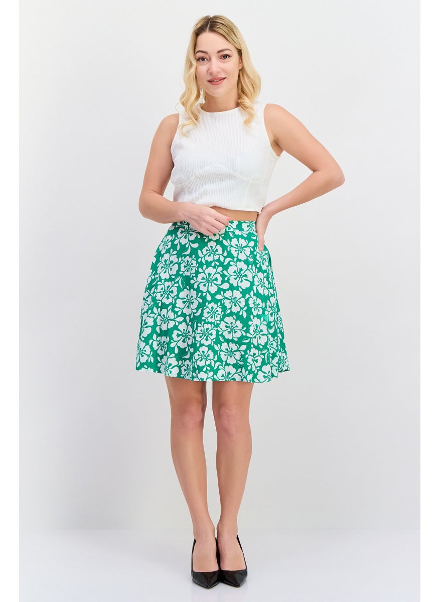 Women Floral Print Mini Skirt, Green - pzsku/Z745DA675A710BFF6653DZ/45/_/1739455541/4e608b78-4af0-4fe4-82bc-d9464565102c