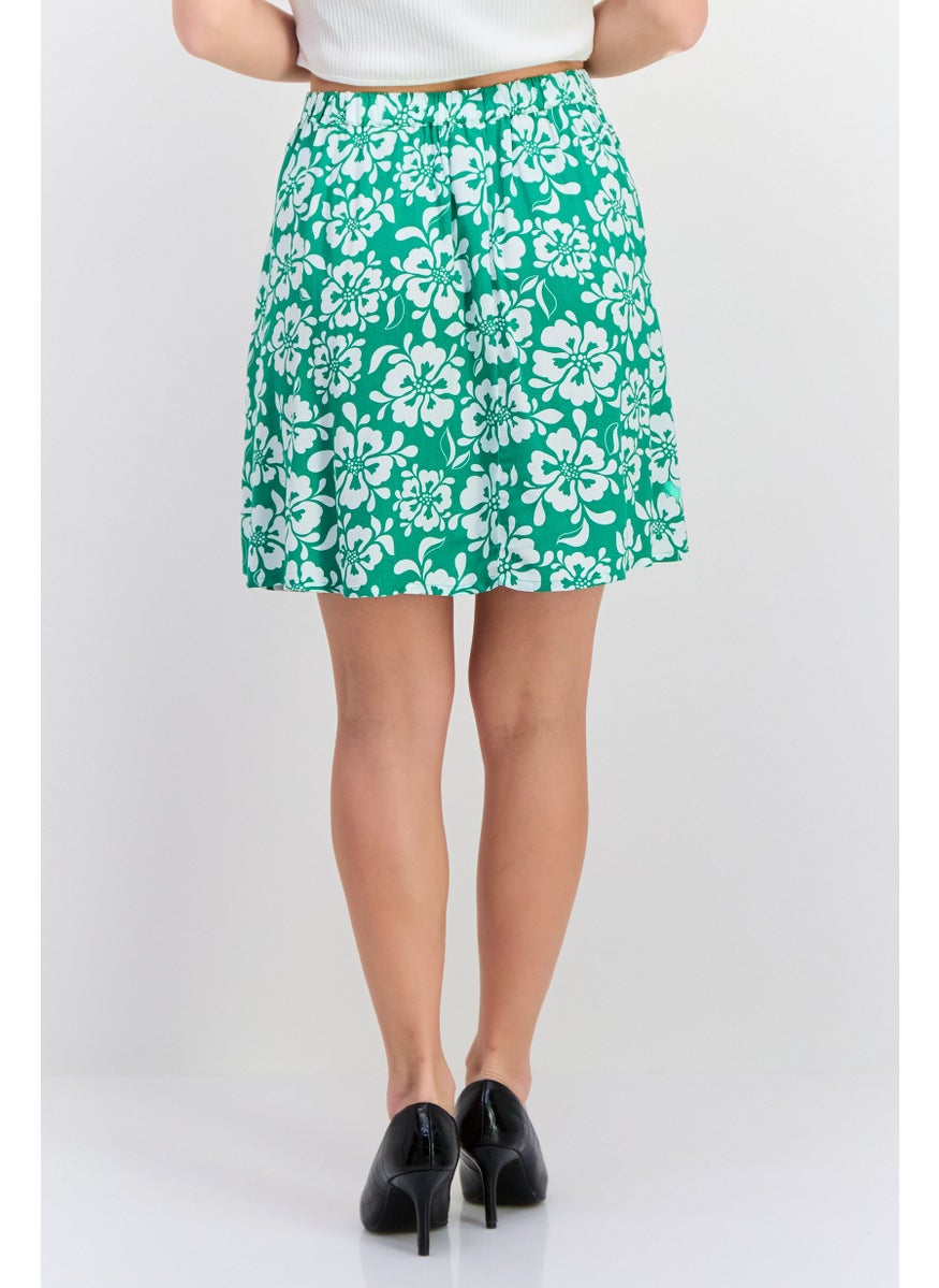 Women Floral Print Mini Skirt, Green - pzsku/Z745DA675A710BFF6653DZ/45/_/1739455544/38952de6-c40f-4eeb-abb0-e5278c64378c