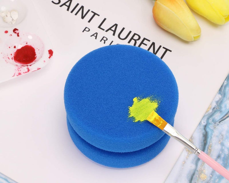 PENTA ANGEL Paint Sponge Applicator PENTA ANGEL 2Pcs 3.1 Inch Double-Side Round Detail Sponge Painting Sponges for Acrylic Oil Watercolor Art Paint or Car Waxing Kitchen Cleaning (Blue) - Image 3