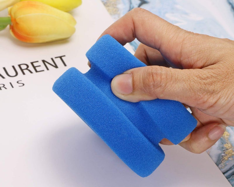 PENTA ANGEL Paint Sponge Applicator PENTA ANGEL 2Pcs 3.1 Inch Double-Side Round Detail Sponge Painting Sponges for Acrylic Oil Watercolor Art Paint or Car Waxing Kitchen Cleaning (Blue) - Image 5
