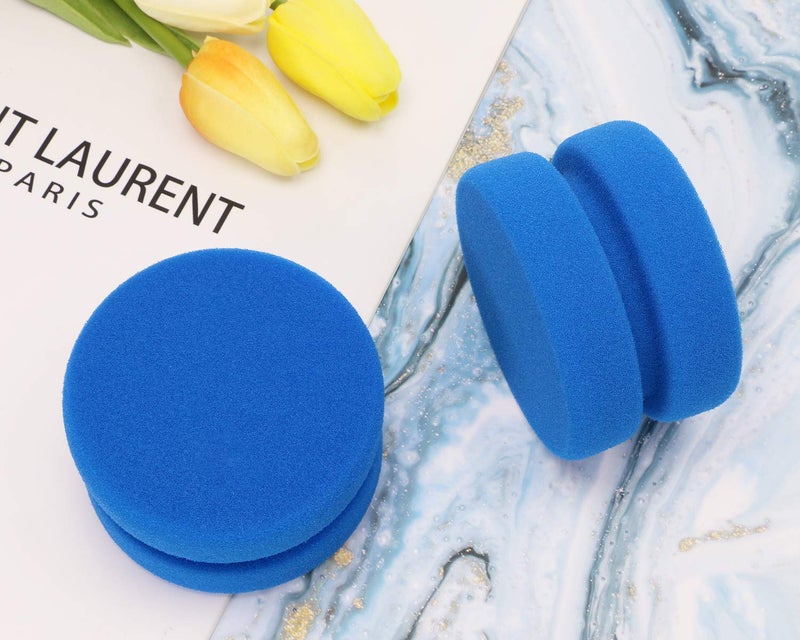 PENTA ANGEL Paint Sponge Applicator PENTA ANGEL 2Pcs 3.1 Inch Double-Side Round Detail Sponge Painting Sponges for Acrylic Oil Watercolor Art Paint or Car Waxing Kitchen Cleaning (Blue) - Image 4